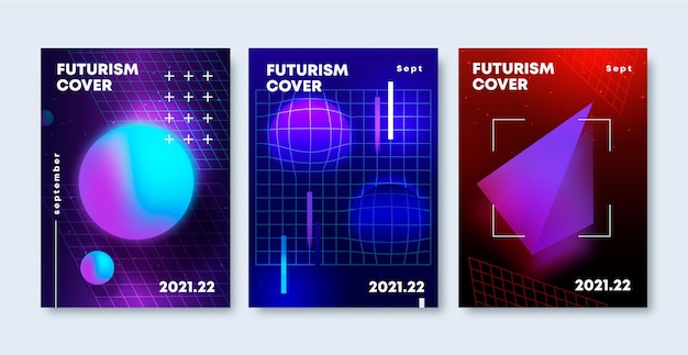 Free vector gradient futuristic cover collection