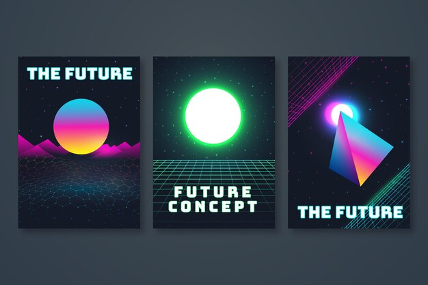 Free vector gradient futuristic cover collection