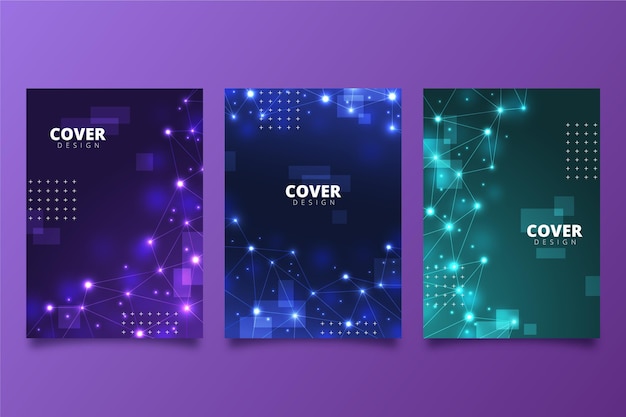 Free vector gradient futuristic cover collection