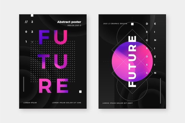 Free vector gradient futuristic cover collection