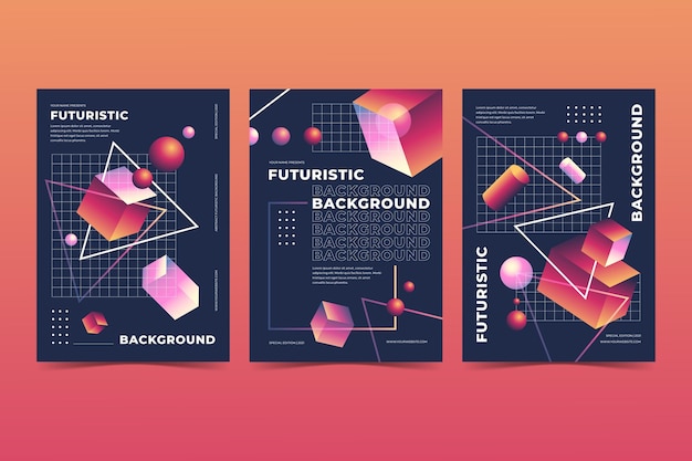 Free vector gradient futuristic cover collection