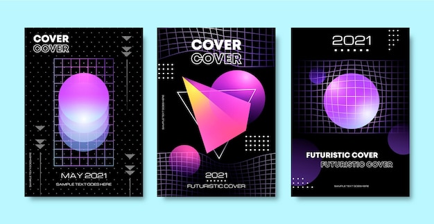 Free vector gradient futuristic cover collection