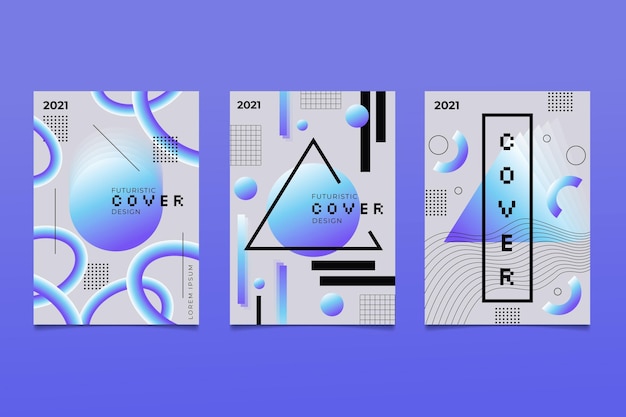 Free vector gradient futuristic cover collection