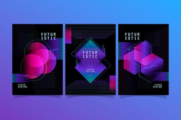 Vettore gratuito collezione di copertine futuristiche sfumate