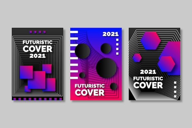 Free vector gradient futuristic cover collection