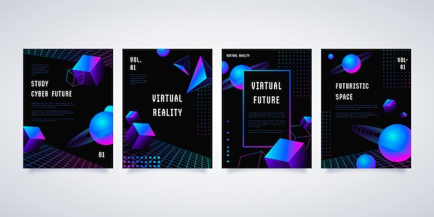 Free vector gradient futuristic cover collection