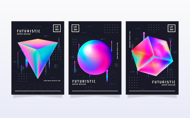 Free vector gradient futuristic cover collection