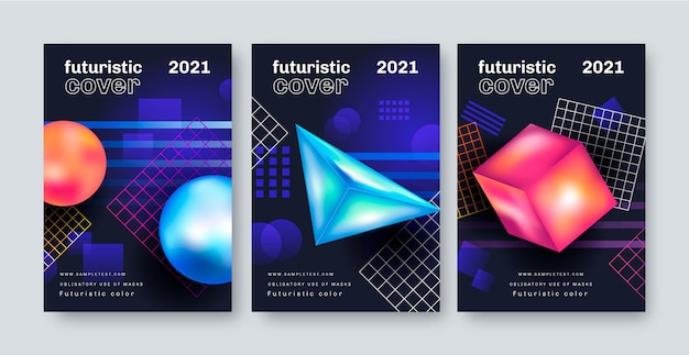 Free vector gradient futuristic cover set