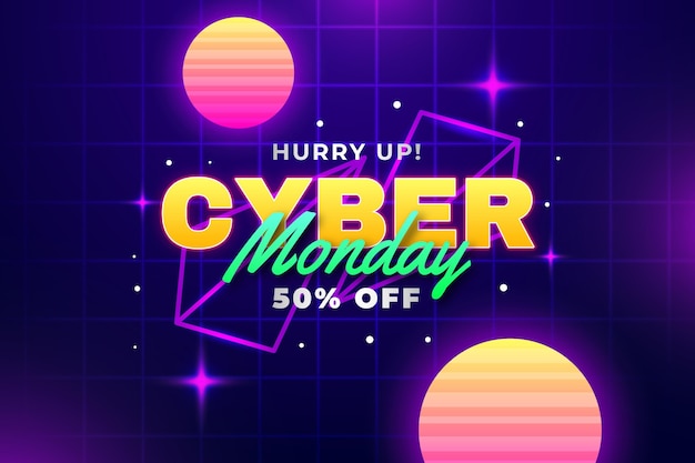 Gradient futuristic cyber monday background