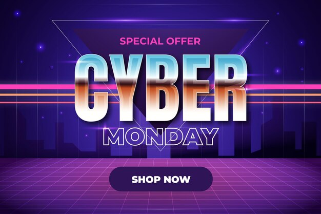 Gradient futuristic cyber monday background