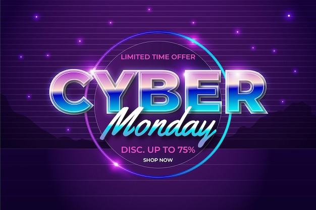 Gradient futuristic cyber monday background