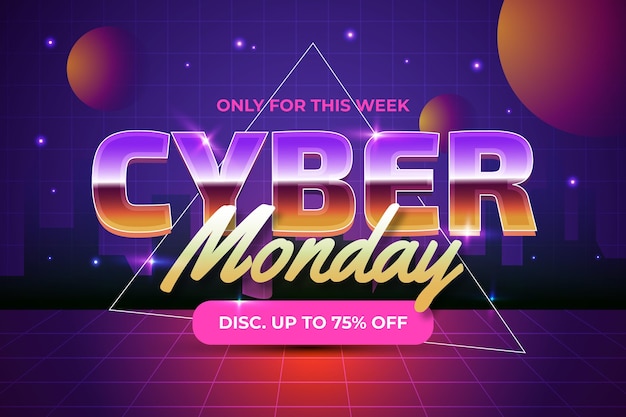 Free vector gradient futuristic cyber monday background