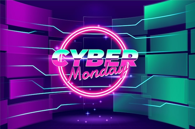 Free vector gradient futuristic cyber monday background