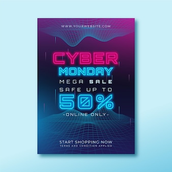 Gradient futuristic cyber monday gradient poster template