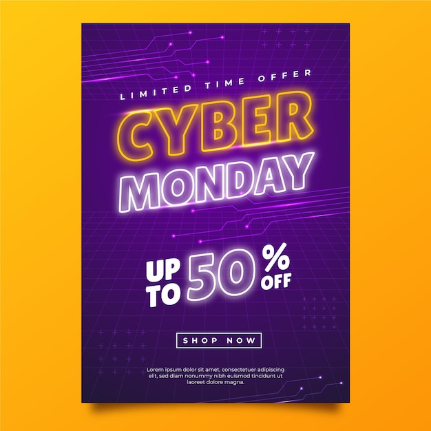 Free vector gradient futuristic cyber monday vertical poster template