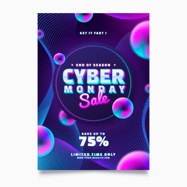 Gradient futuristic cyber monday vertical poster template