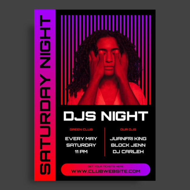 Free vector gradient futuristic djs night poster template