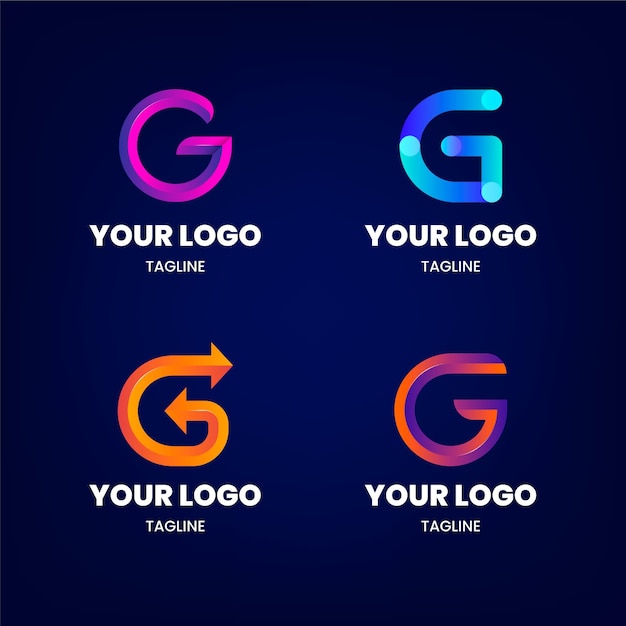 Коллекция логотипов с градиентными буквами g
