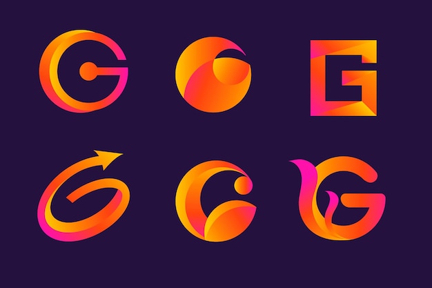 Free vector gradient g letter logo collection