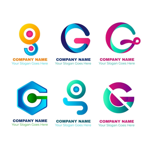 Collezione di logo lettera g gradiente