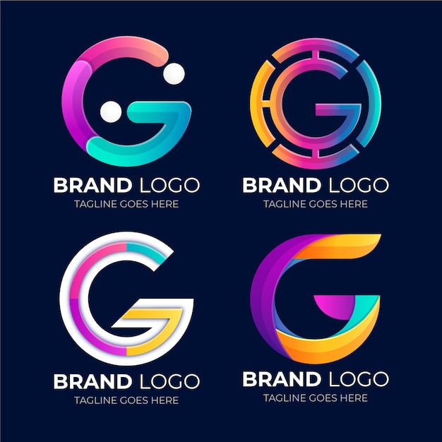 Free vector gradient g letter logo collection