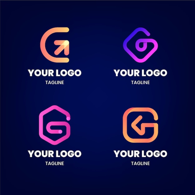 Free vector gradient g letter logo collection