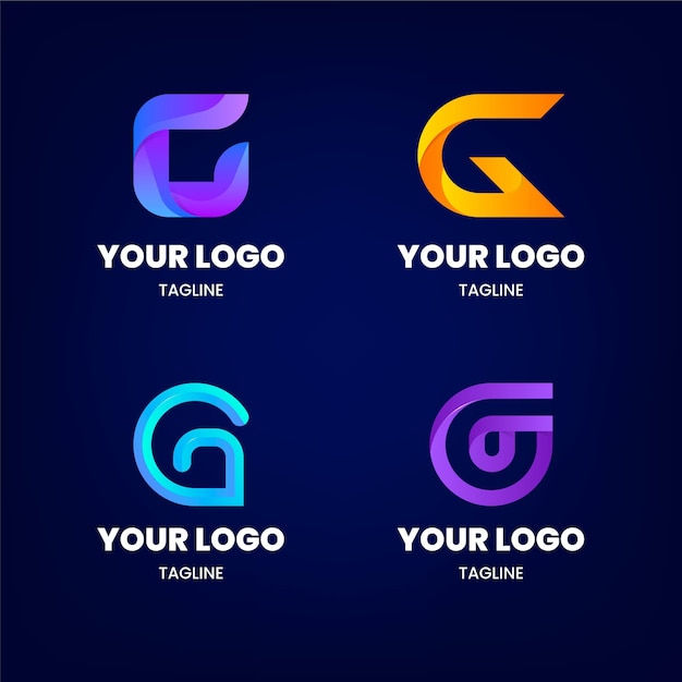 Free vector gradient g letter logo collection