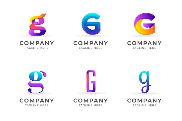 Vettore gratuito collezione di logo lettera g gradiente