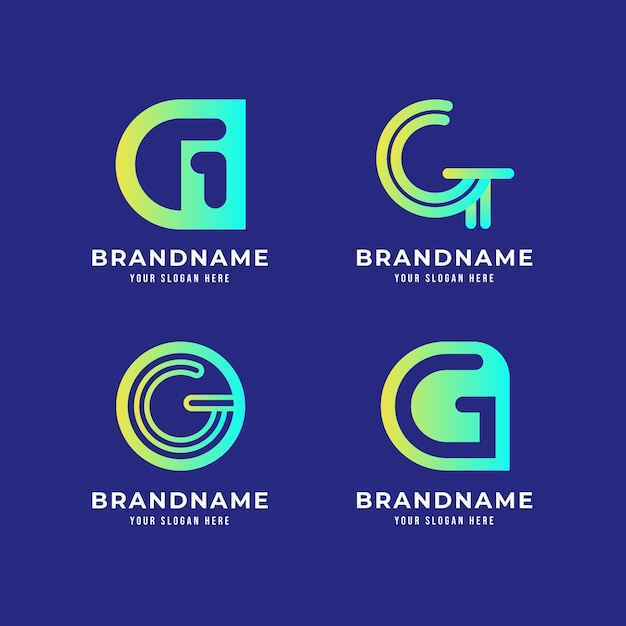 Free vector gradient g letter logo collection