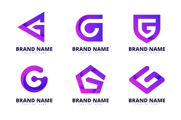 Gradient g letter logo collection