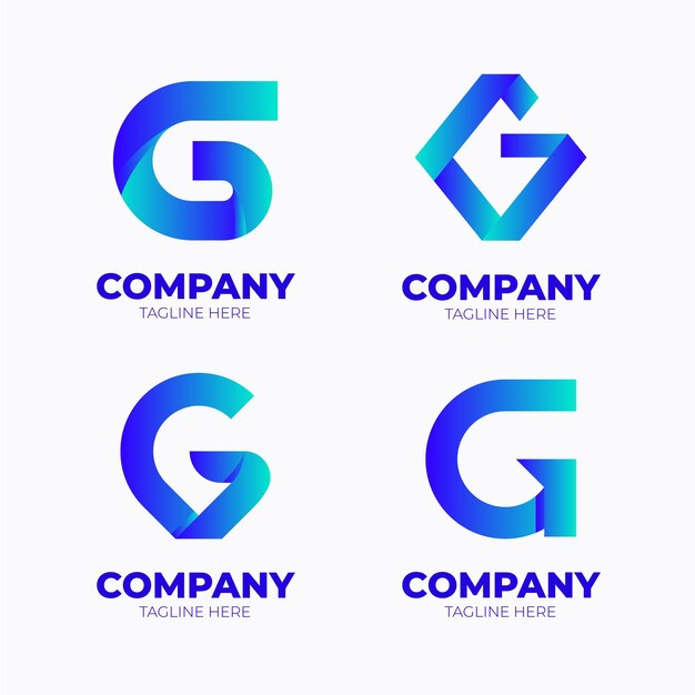 그라디언트 g 문자 로고 컬렉션