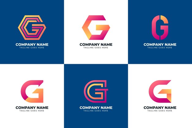 Набор градиентных букв с логотипом g