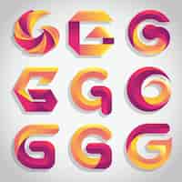 Бесплатное векторное изображение Набор градиентных букв с логотипом g