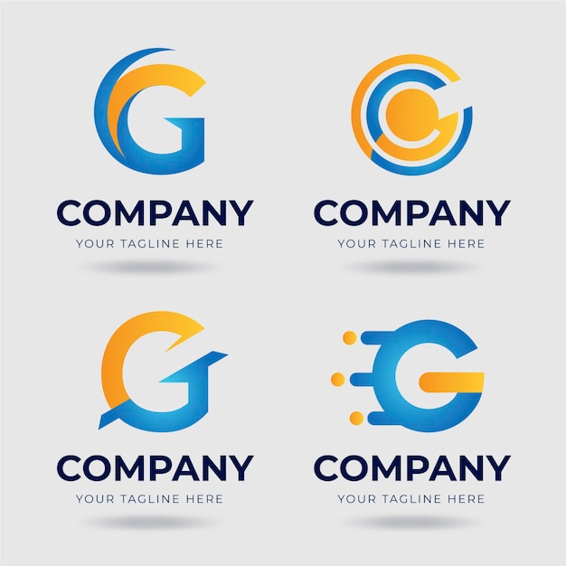 Free vector gradient g letter logos set