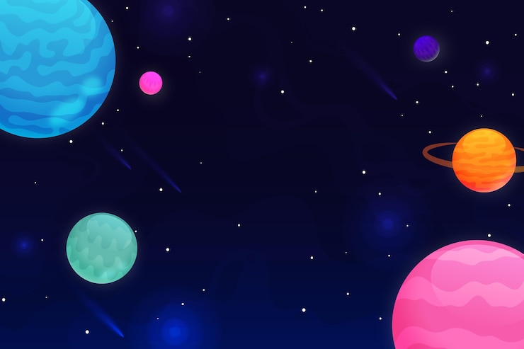 Free Vector gradient galaxy background with colorful planets