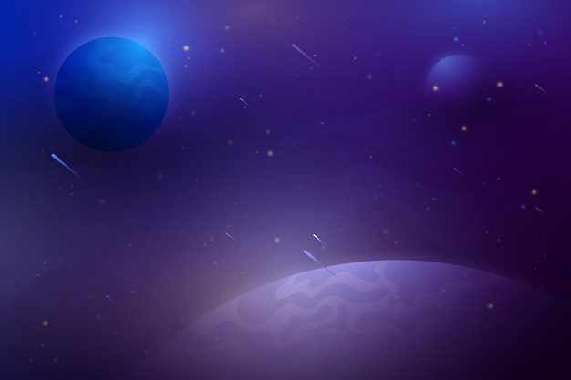 Gradient galaxy background with planets