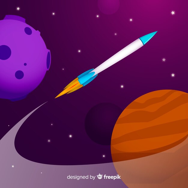 Gradient galaxy background with a rocket