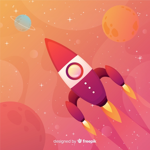 Gradient galaxy background with a rocket