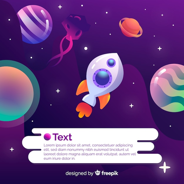 Free vector gradient galaxy with rocket background