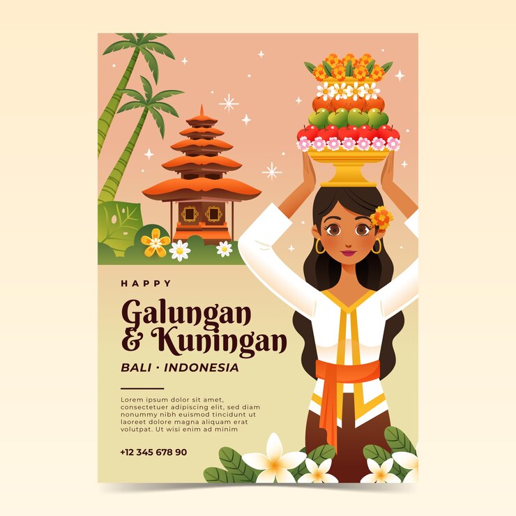 Free Vector gradient galungan vertical poster template
