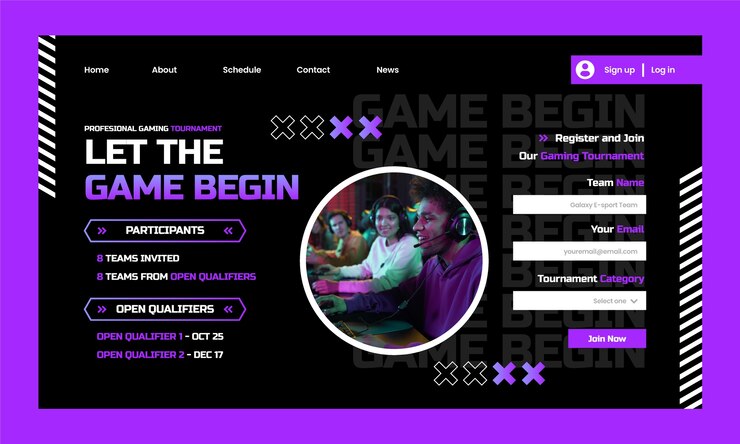 Free Vector gradient gaming concept landing page