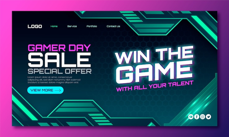 Free Vector gradient gaming concept landing page