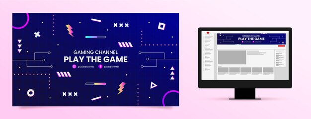Gradient gaming concept youtube channel art