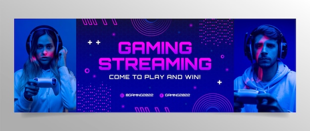 Free vector gradient gaming stream twitter header