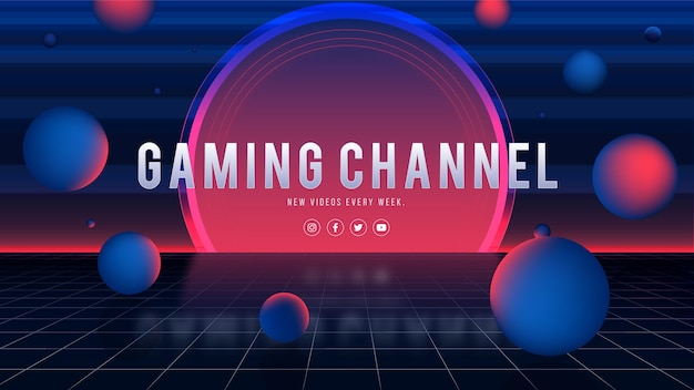 Free vector gradient gaming youtube channel art