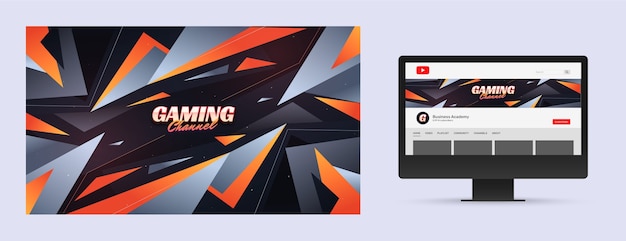 Free vector gradient gaming youtube channel art