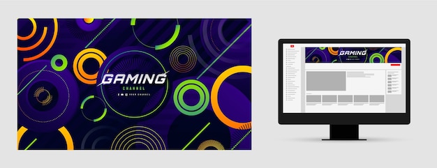 Vettore gratuito grafica del canale di youtube per giochi a gradiente