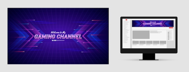 Gradient Gaming YouTube Channel Art Free Vector Download