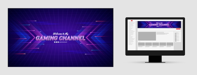 Vettore gratuito arte del canale youtube di gradient gaming