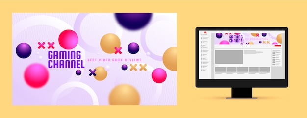 無料ベクター グラデーションゲームのyoutubeチャンネルアート